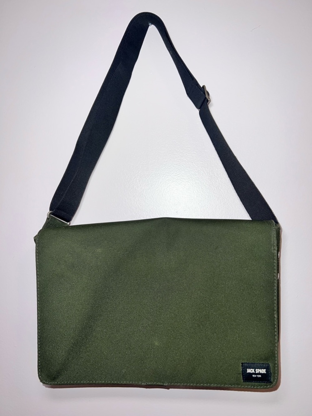 Jack Spade Olive Canvas Messenger with Black Strap